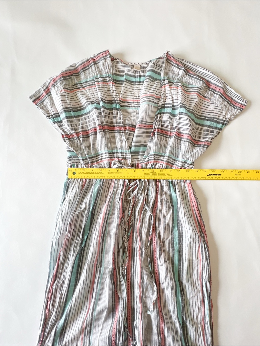 Prana Striped V-Neck Swim Gauze Coverup Caftan - Picture 5 of 9